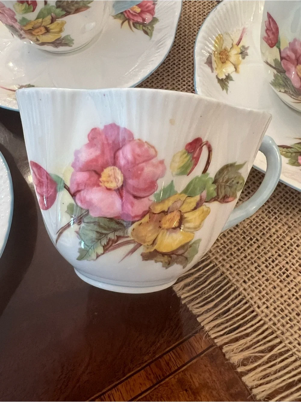 Shelley Begonia Floral fine china Tea Set made in England